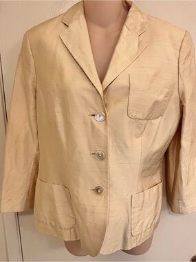 Lauren, Ralph Lauren Women’s Cream Silk-Blend Single-Breasted Jacket